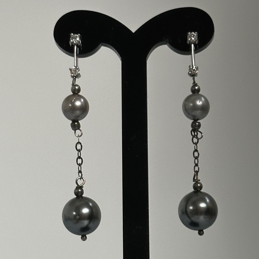 14k real white Gold  Drop Earrings​​​​​​​ - Picture 2 of 5